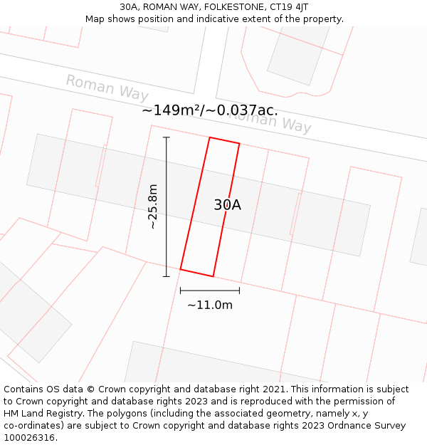 30A, ROMAN WAY, FOLKESTONE, CT19 4JT: Plot and title map