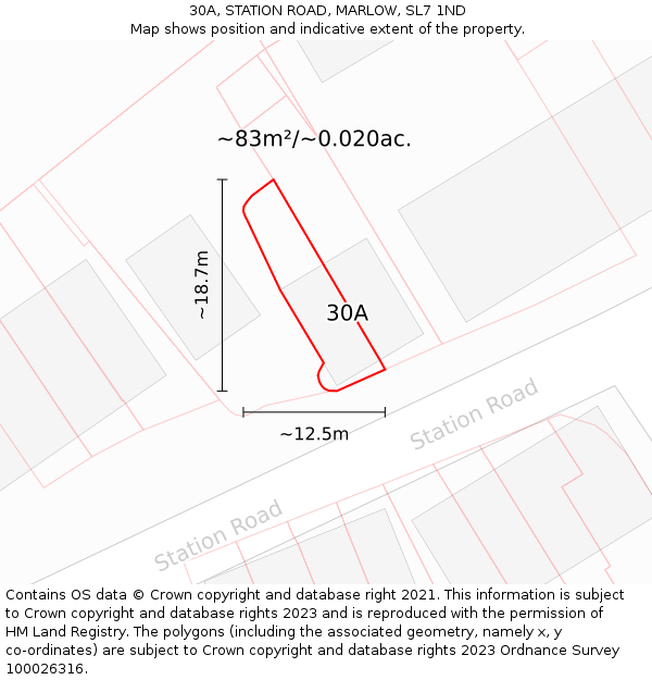 30A, STATION ROAD, MARLOW, SL7 1ND: Plot and title map