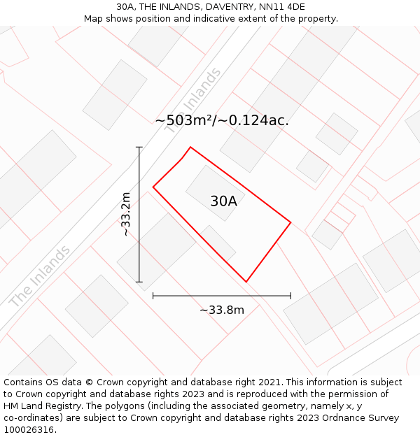 30A, THE INLANDS, DAVENTRY, NN11 4DE: Plot and title map