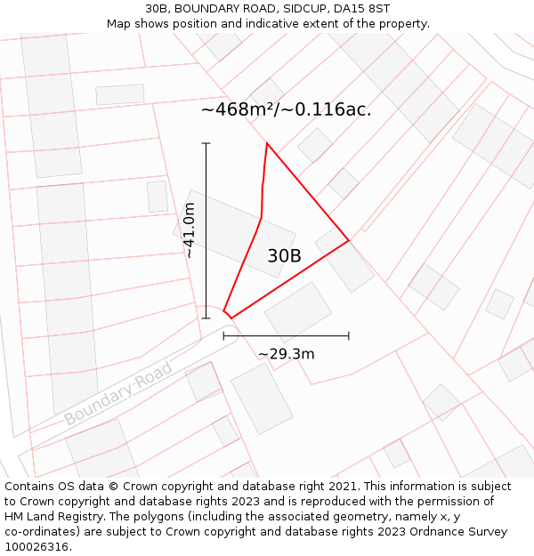 30B, BOUNDARY ROAD, SIDCUP, DA15 8ST: Plot and title map