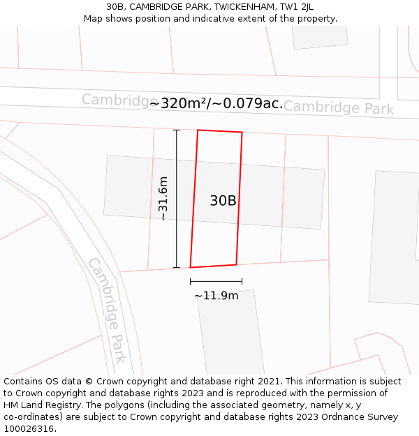 30B, CAMBRIDGE PARK, TWICKENHAM, TW1 2JL: Plot and title map