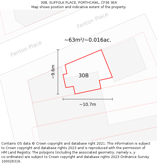 30B, SUFFOLK PLACE, PORTHCAWL, CF36 3EA: Plot and title map