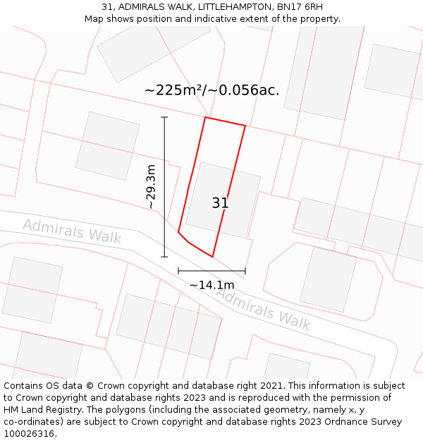 31, ADMIRALS WALK, LITTLEHAMPTON, BN17 6RH: Plot and title map