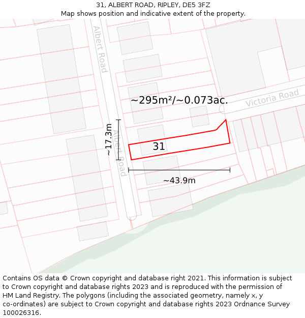 31, ALBERT ROAD, RIPLEY, DE5 3FZ: Plot and title map