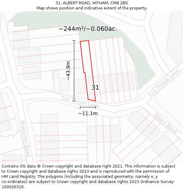 31, ALBERT ROAD, WITHAM, CM8 2BS: Plot and title map