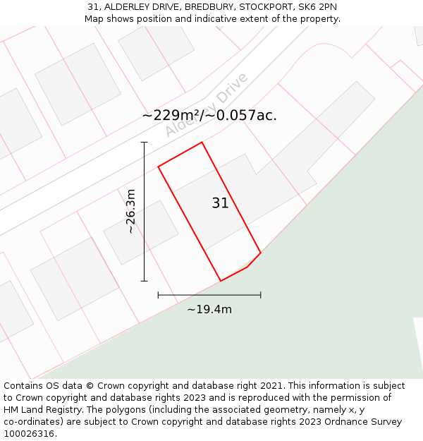 31, ALDERLEY DRIVE, BREDBURY, STOCKPORT, SK6 2PN: Plot and title map