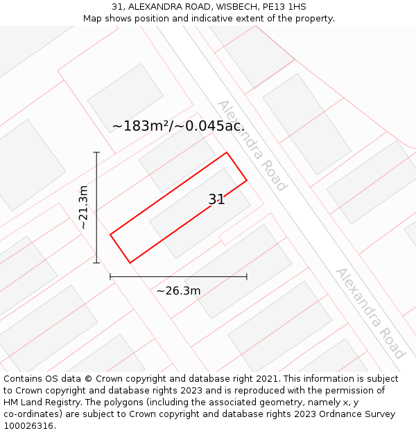31, ALEXANDRA ROAD, WISBECH, PE13 1HS: Plot and title map