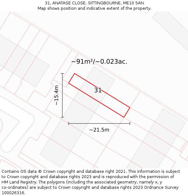 31, ANATASE CLOSE, SITTINGBOURNE, ME10 5AN: Plot and title map