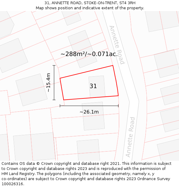 31, ANNETTE ROAD, STOKE-ON-TRENT, ST4 3RH: Plot and title map