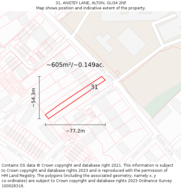 31, ANSTEY LANE, ALTON, GU34 2NF: Plot and title map