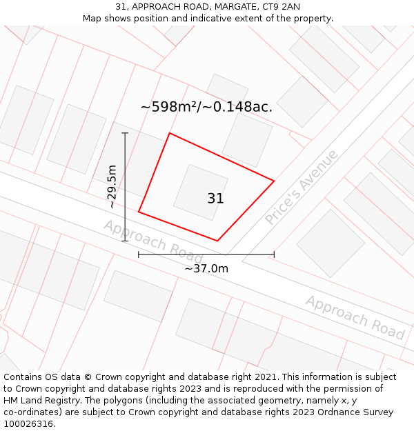 31, APPROACH ROAD, MARGATE, CT9 2AN: Plot and title map