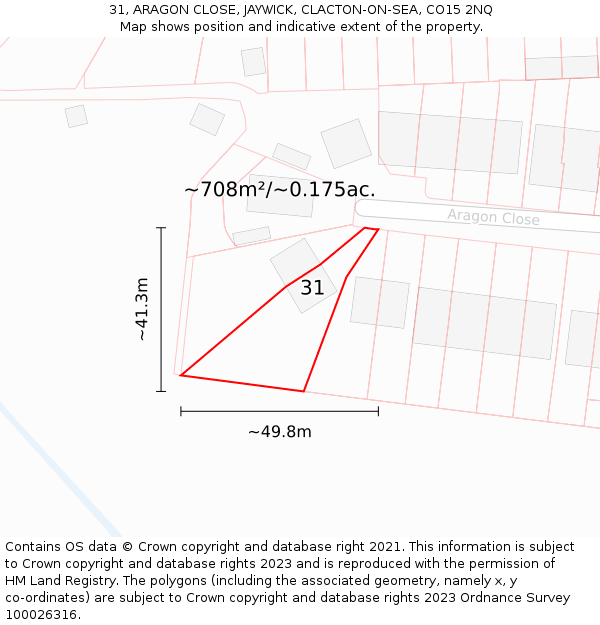 31, ARAGON CLOSE, JAYWICK, CLACTON-ON-SEA, CO15 2NQ: Plot and title map
