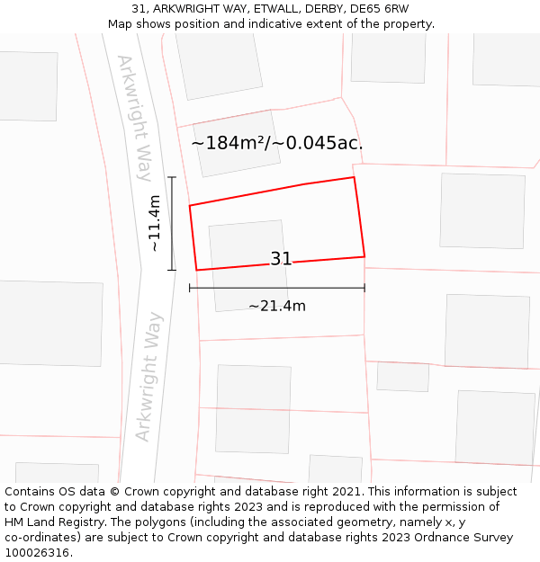 31, ARKWRIGHT WAY, ETWALL, DERBY, DE65 6RW: Plot and title map