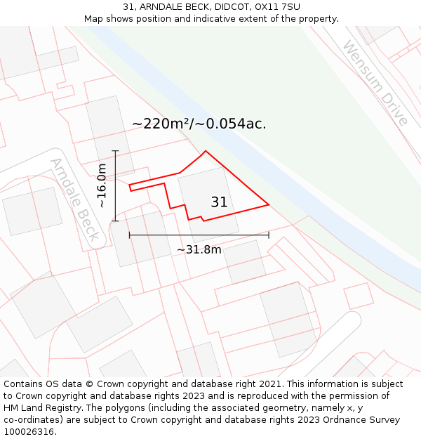 31, ARNDALE BECK, DIDCOT, OX11 7SU: Plot and title map