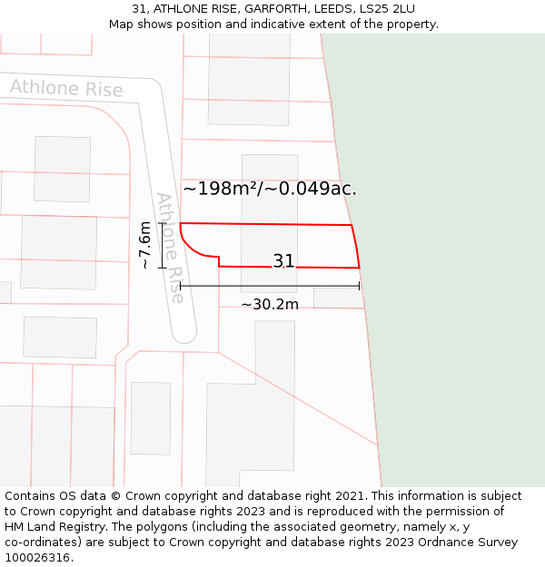 31, ATHLONE RISE, GARFORTH, LEEDS, LS25 2LU: Plot and title map