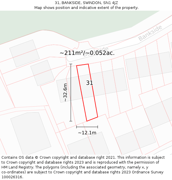 31, BANKSIDE, SWINDON, SN1 4JZ: Plot and title map