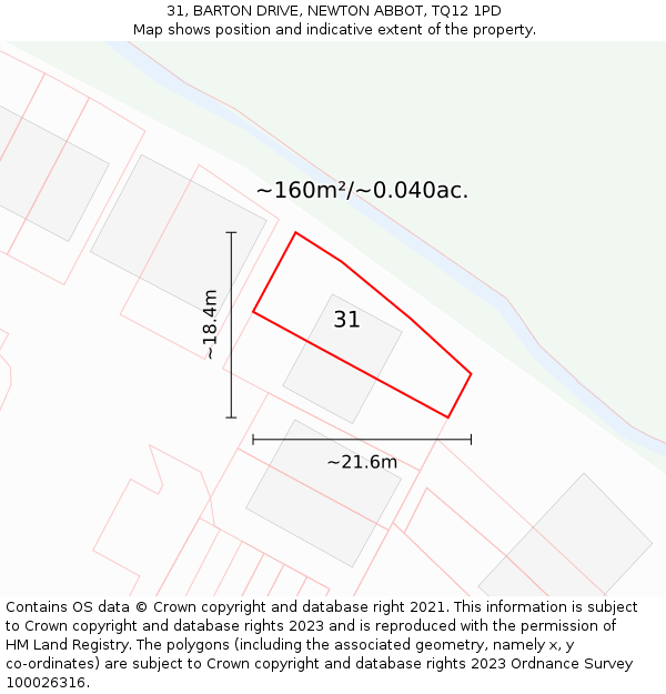 31, BARTON DRIVE, NEWTON ABBOT, TQ12 1PD: Plot and title map