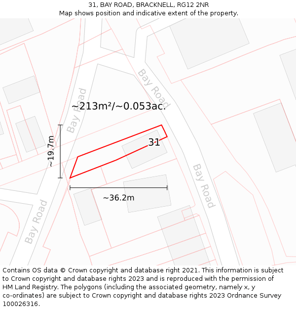31, BAY ROAD, BRACKNELL, RG12 2NR: Plot and title map