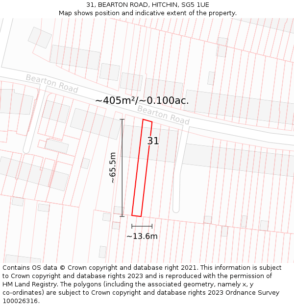31, BEARTON ROAD, HITCHIN, SG5 1UE: Plot and title map