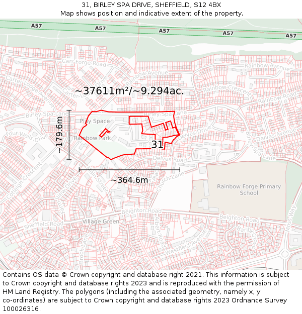 31, BIRLEY SPA DRIVE, SHEFFIELD, S12 4BX: Plot and title map