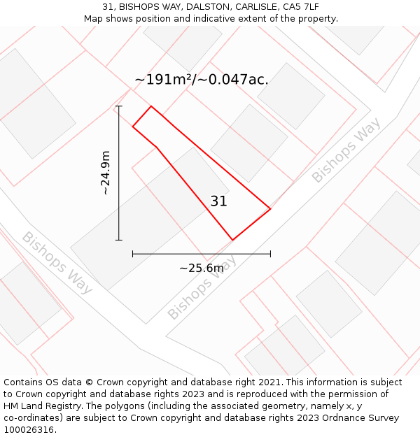 31, BISHOPS WAY, DALSTON, CARLISLE, CA5 7LF: Plot and title map