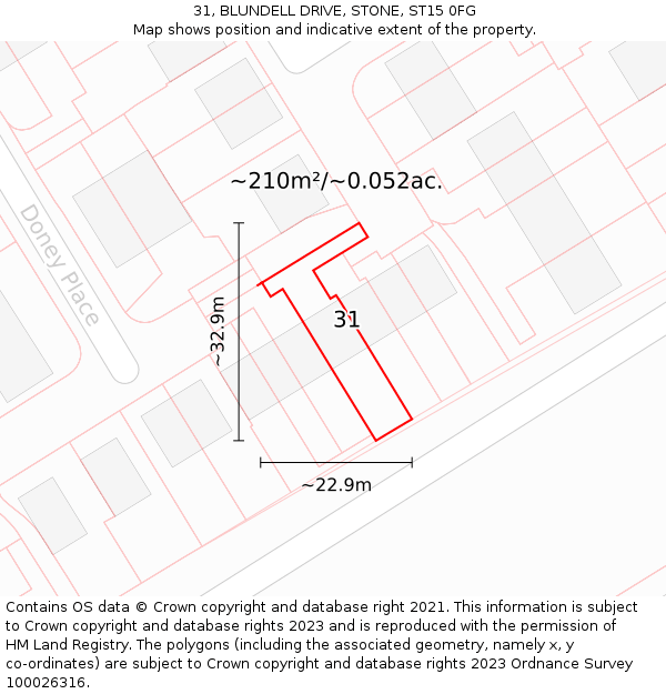 31, BLUNDELL DRIVE, STONE, ST15 0FG: Plot and title map