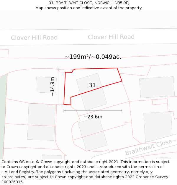 31, BRAITHWAIT CLOSE, NORWICH, NR5 9EJ: Plot and title map