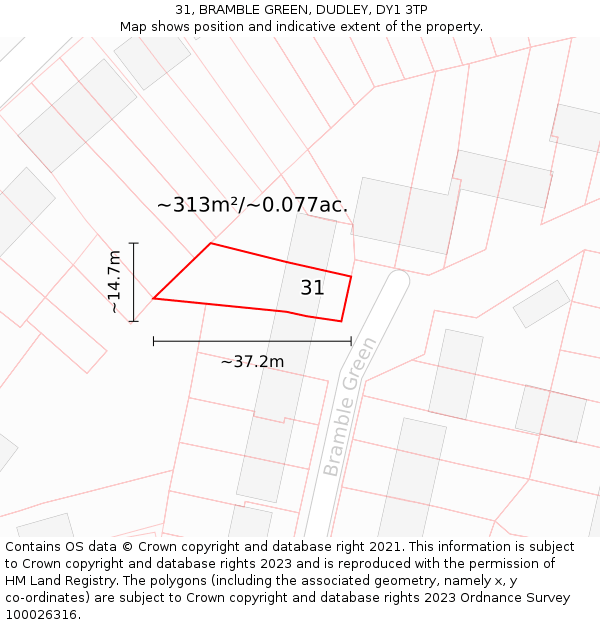 31, BRAMBLE GREEN, DUDLEY, DY1 3TP: Plot and title map