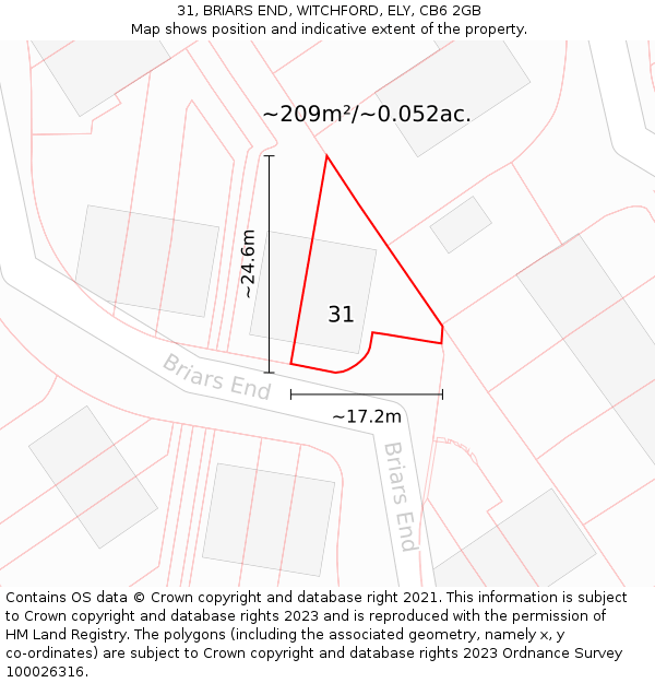 31, BRIARS END, WITCHFORD, ELY, CB6 2GB: Plot and title map