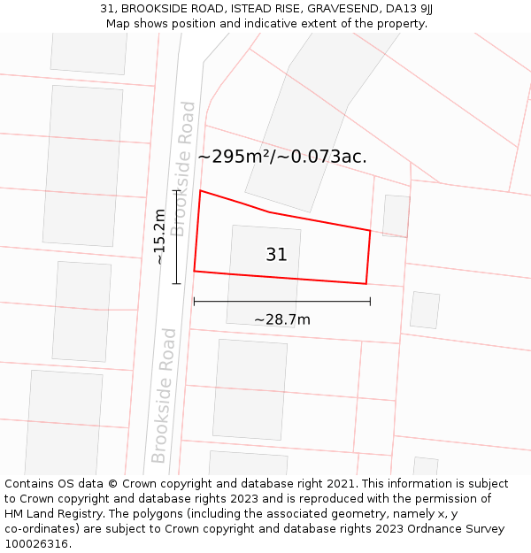 31, BROOKSIDE ROAD, ISTEAD RISE, GRAVESEND, DA13 9JJ: Plot and title map