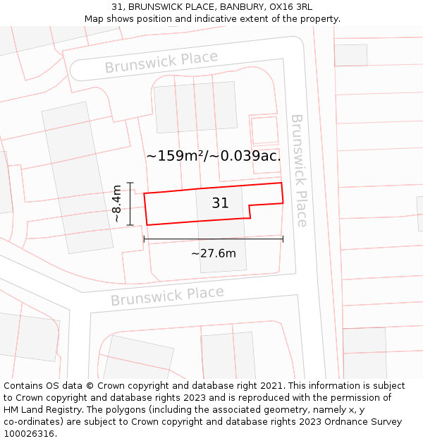 31, BRUNSWICK PLACE, BANBURY, OX16 3RL: Plot and title map
