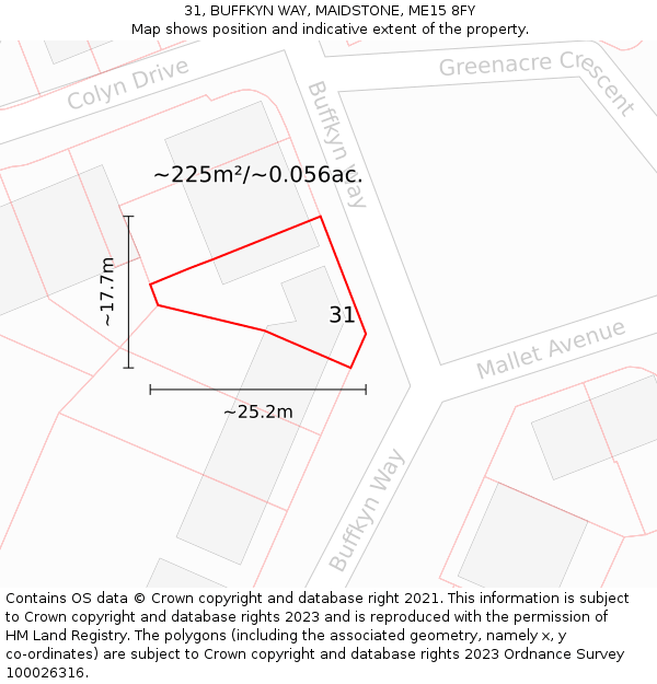 31, BUFFKYN WAY, MAIDSTONE, ME15 8FY: Plot and title map