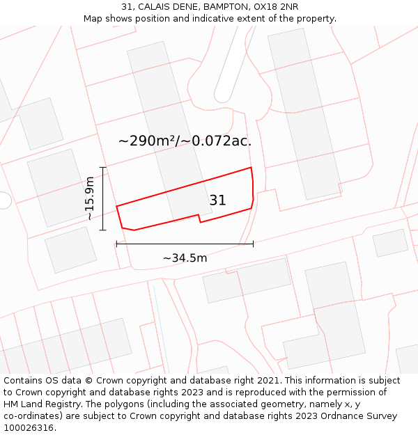 31, CALAIS DENE, BAMPTON, OX18 2NR: Plot and title map