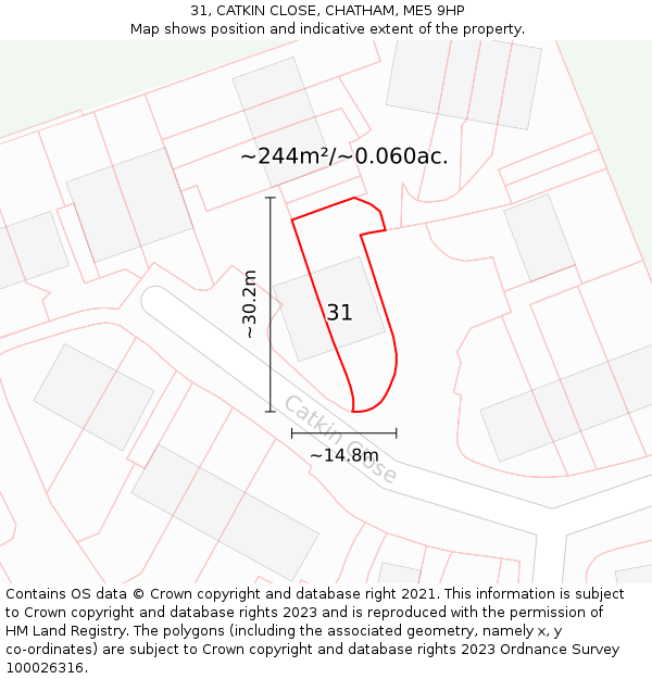 31, CATKIN CLOSE, CHATHAM, ME5 9HP: Plot and title map
