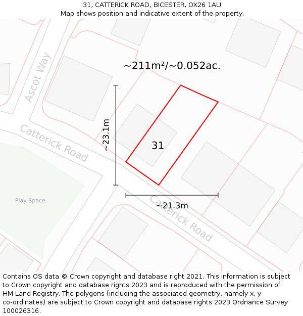 31, CATTERICK ROAD, BICESTER, OX26 1AU: Plot and title map
