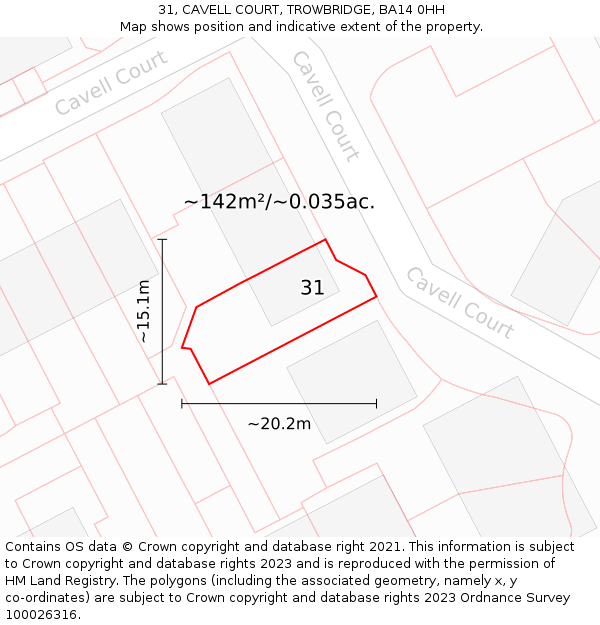 31, CAVELL COURT, TROWBRIDGE, BA14 0HH: Plot and title map