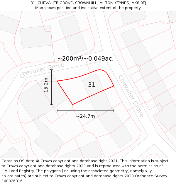 31, CHEVALIER GROVE, CROWNHILL, MILTON KEYNES, MK8 0EJ: Plot and title map