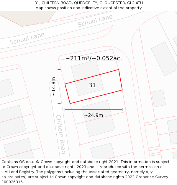 31, CHILTERN ROAD, QUEDGELEY, GLOUCESTER, GL2 4TU: Plot and title map