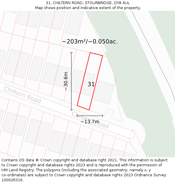 31, CHILTERN ROAD, STOURBRIDGE, DY8 4UL: Plot and title map