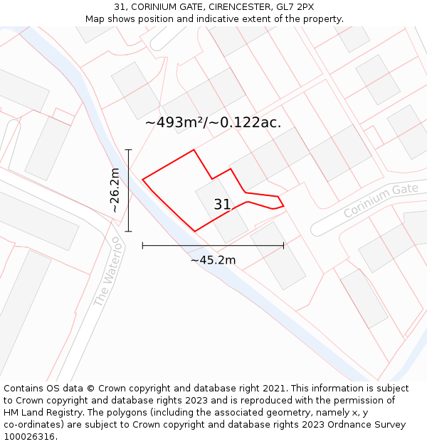 31, CORINIUM GATE, CIRENCESTER, GL7 2PX: Plot and title map