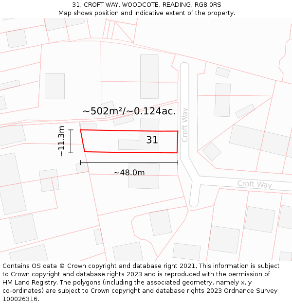 31, CROFT WAY, WOODCOTE, READING, RG8 0RS: Plot and title map