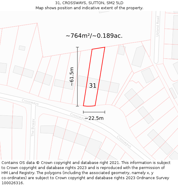 31, CROSSWAYS, SUTTON, SM2 5LD: Plot and title map