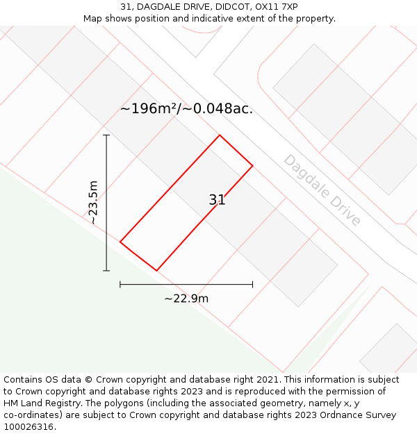 31, DAGDALE DRIVE, DIDCOT, OX11 7XP: Plot and title map