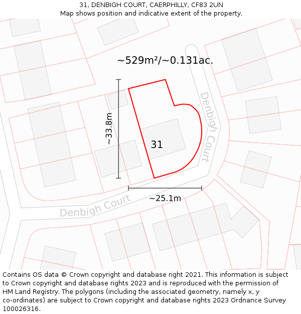31, DENBIGH COURT, CAERPHILLY, CF83 2UN: Plot and title map