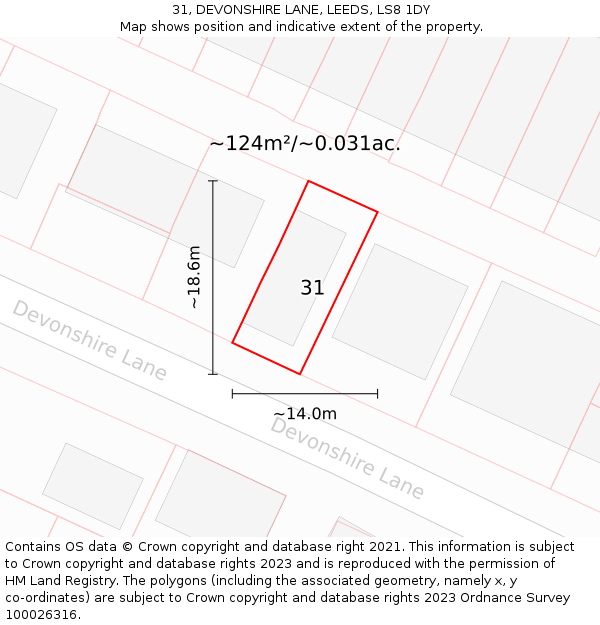 31, DEVONSHIRE LANE, LEEDS, LS8 1DY: Plot and title map