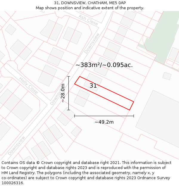 31, DOWNSVIEW, CHATHAM, ME5 0AP: Plot and title map