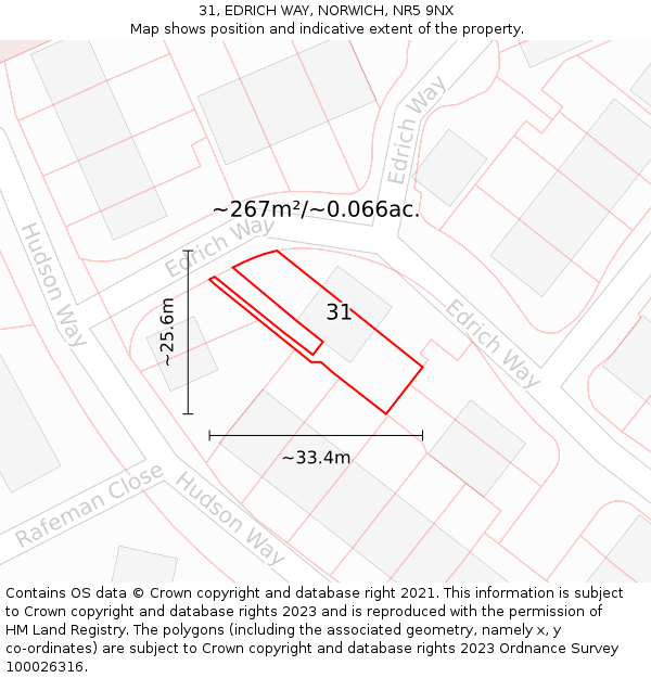 31, EDRICH WAY, NORWICH, NR5 9NX: Plot and title map