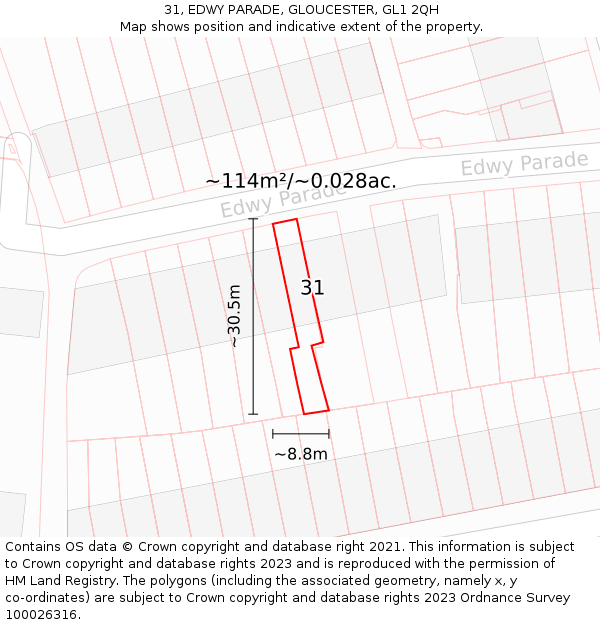 31, EDWY PARADE, GLOUCESTER, GL1 2QH: Plot and title map