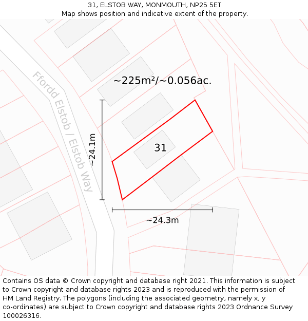 31, ELSTOB WAY, MONMOUTH, NP25 5ET: Plot and title map