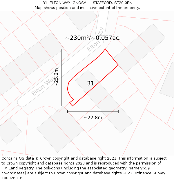 31, ELTON WAY, GNOSALL, STAFFORD, ST20 0EN: Plot and title map